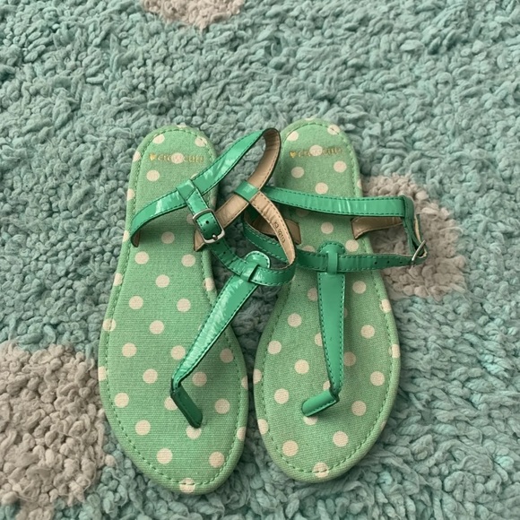 Crewcuts Girl Patent Leather Sandal Thong Flip Flop Shoe 3 Green J. Kid T Strap - Picture 1 of 4